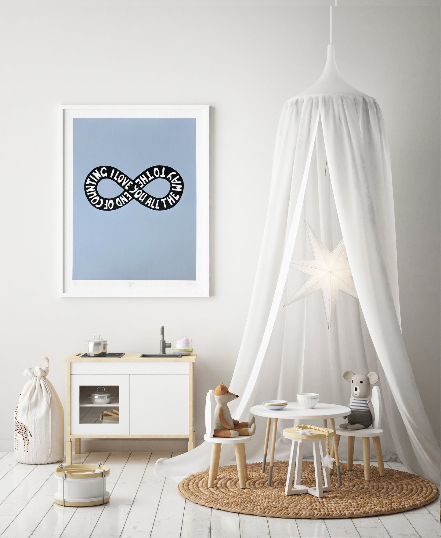 LIMITED EDITION 'Counting' - Baby Blue Large Signed Screenprint